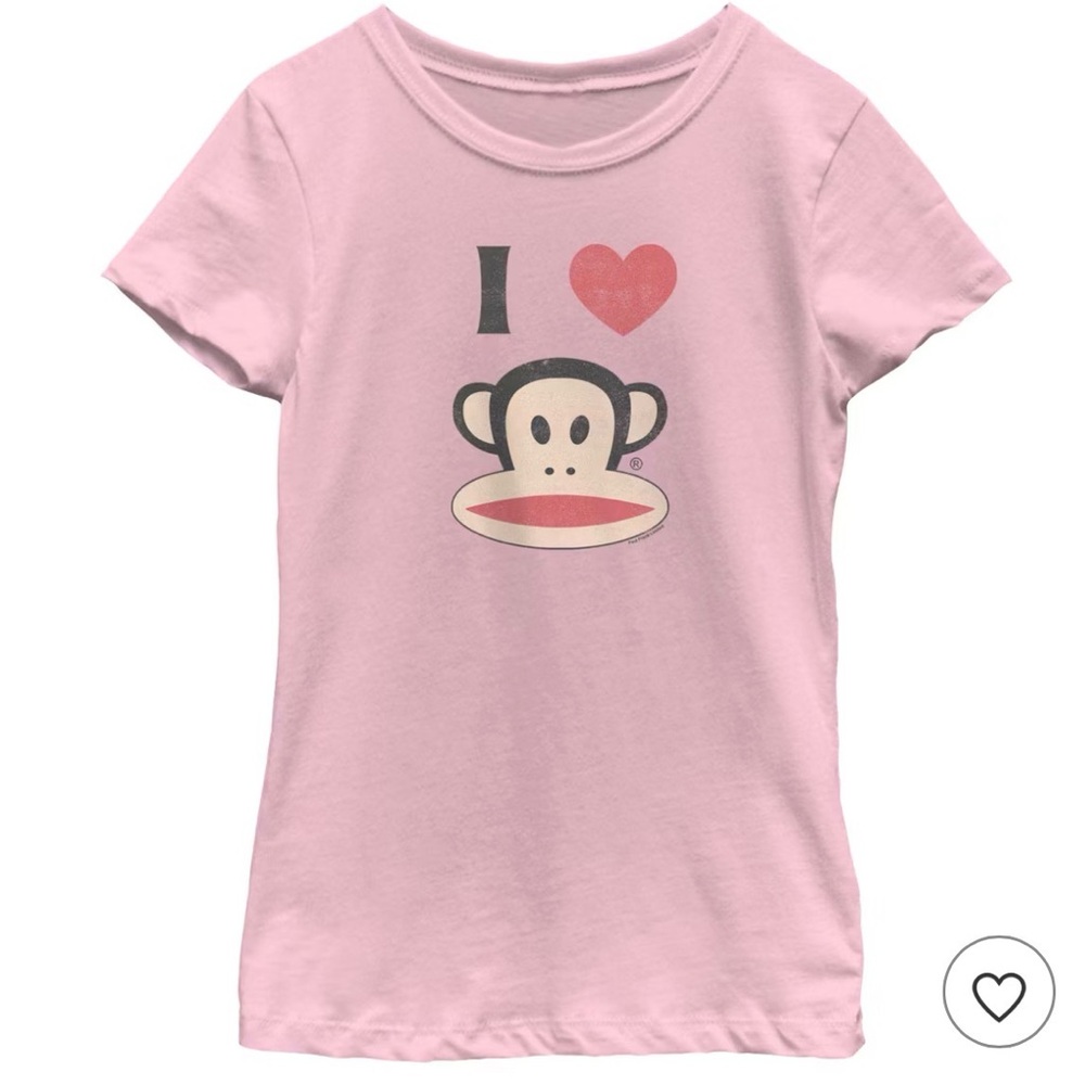 Paul Frank Pink Tee with Iconic Julius Monkey and Heart